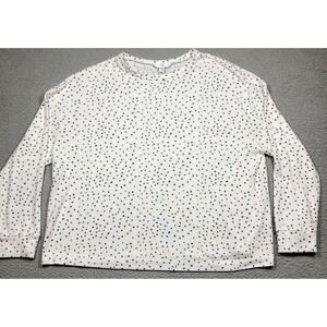 Time‎ & Tru Top Women's XXL White Gray Polka Dot Long Sleeve Soft Cozy Relaxed